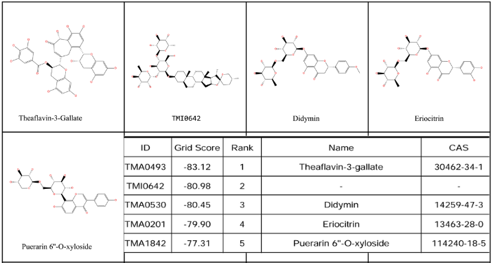 图3. 从TargetMol选出的排名靠前的5个小分子化合物。
